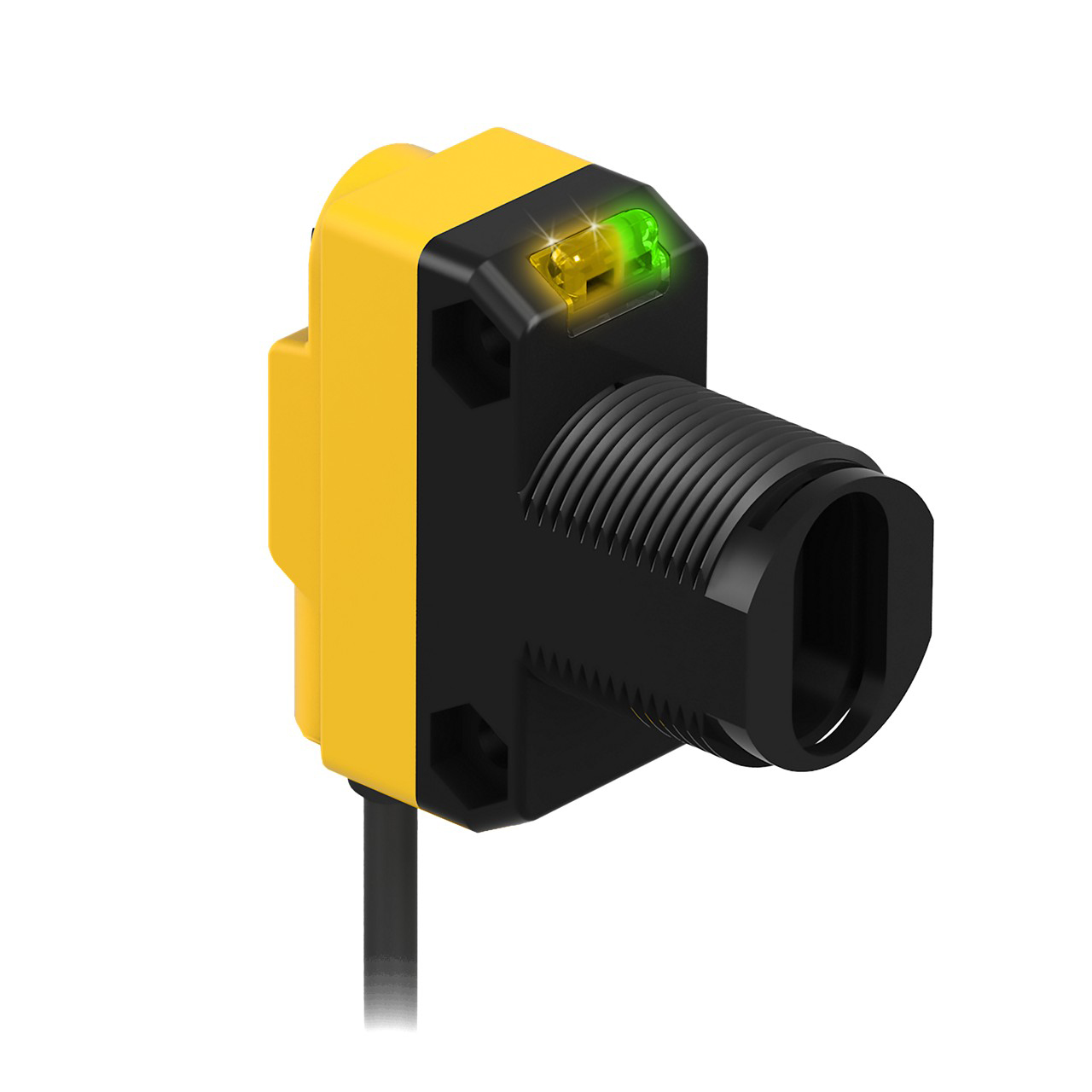 Banner Engineering Photoelectric Sensor; Glass Fiber; Rectangular; Variable Range; 10-30VDC; PNP; LO/DO Configurable; 2m Potted Cable